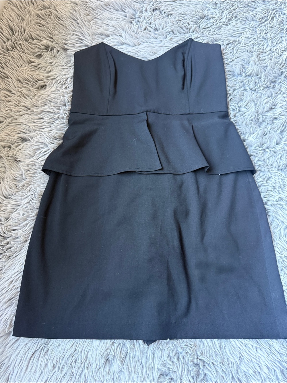Strapless Black Peplum Sheath Dress